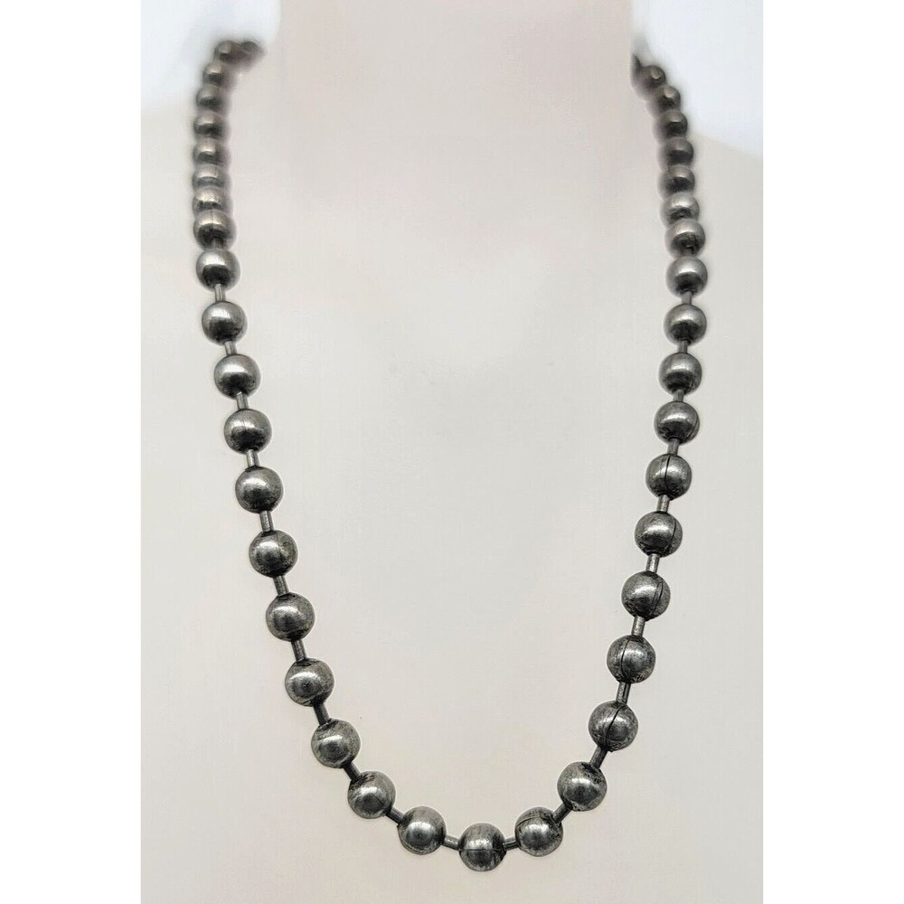 Pewter Silver Tone Metal Ball Chain Necklace 18 Inches 4.5mm Fashion Jewelry